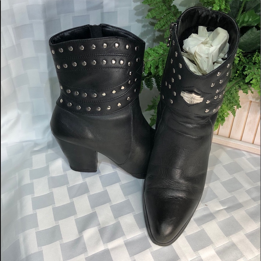 H-D Boots, Over Ankle with flat studs.